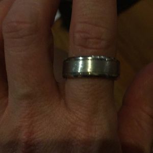 Tungsten carbide silver stamped me s wedding band